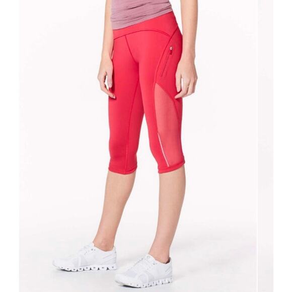 Lululemon Sun Runner Crop 17” Fuchsia Pink Luxtreme Size 6 - Picture 9 of 12